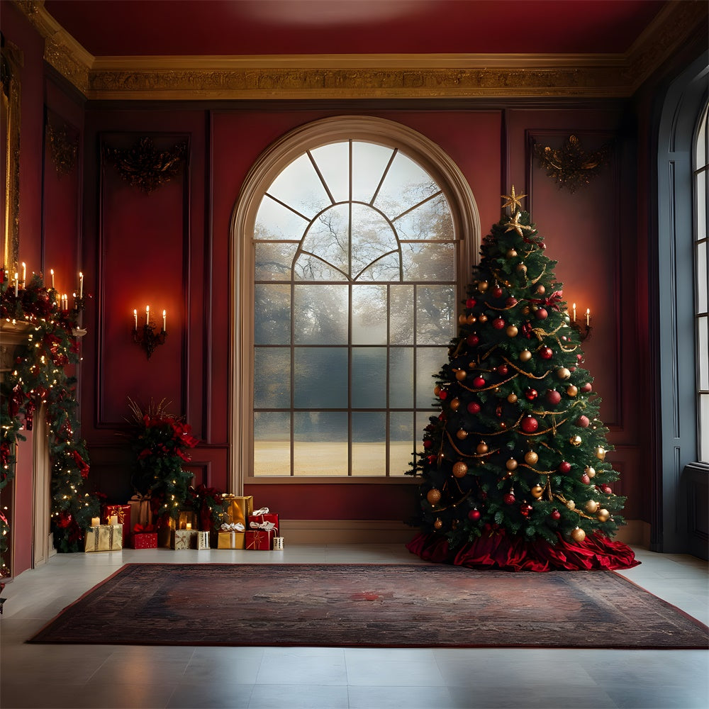 Christmas Tree Wall Window View Backdrop RR8-88