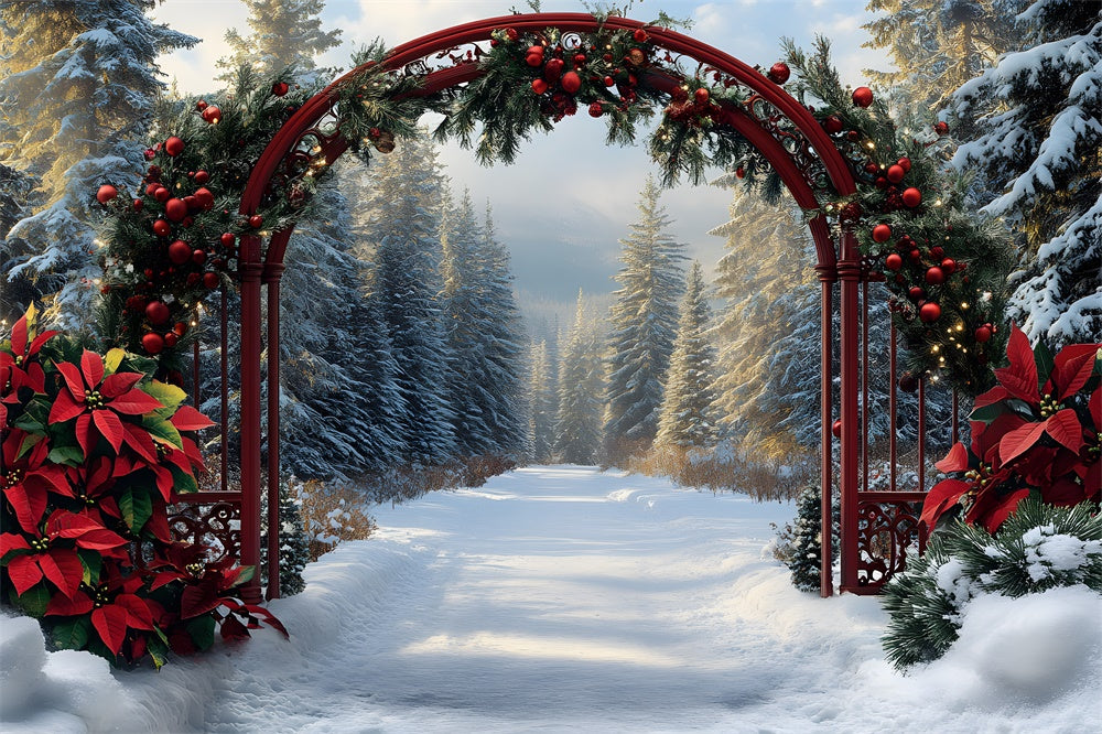 Christmas Snowy Fir Trees Garland Backdrop RR8-99