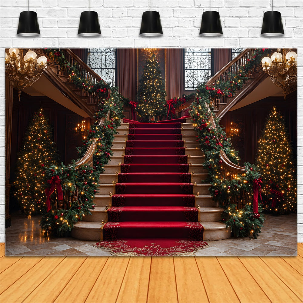 Christmas Trees Classic Living Room Stairs Backdrop RR9-43