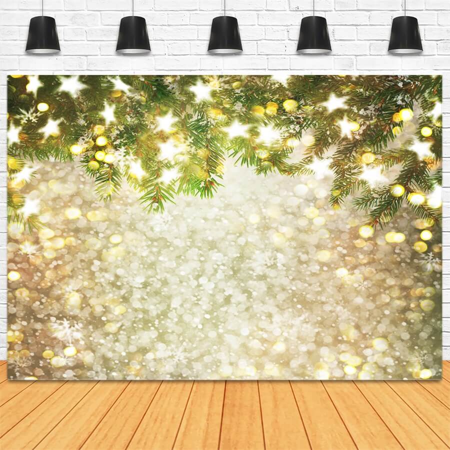 Bokeh Christams Tree Snowflake Stars Backdrop for Studio S-3180