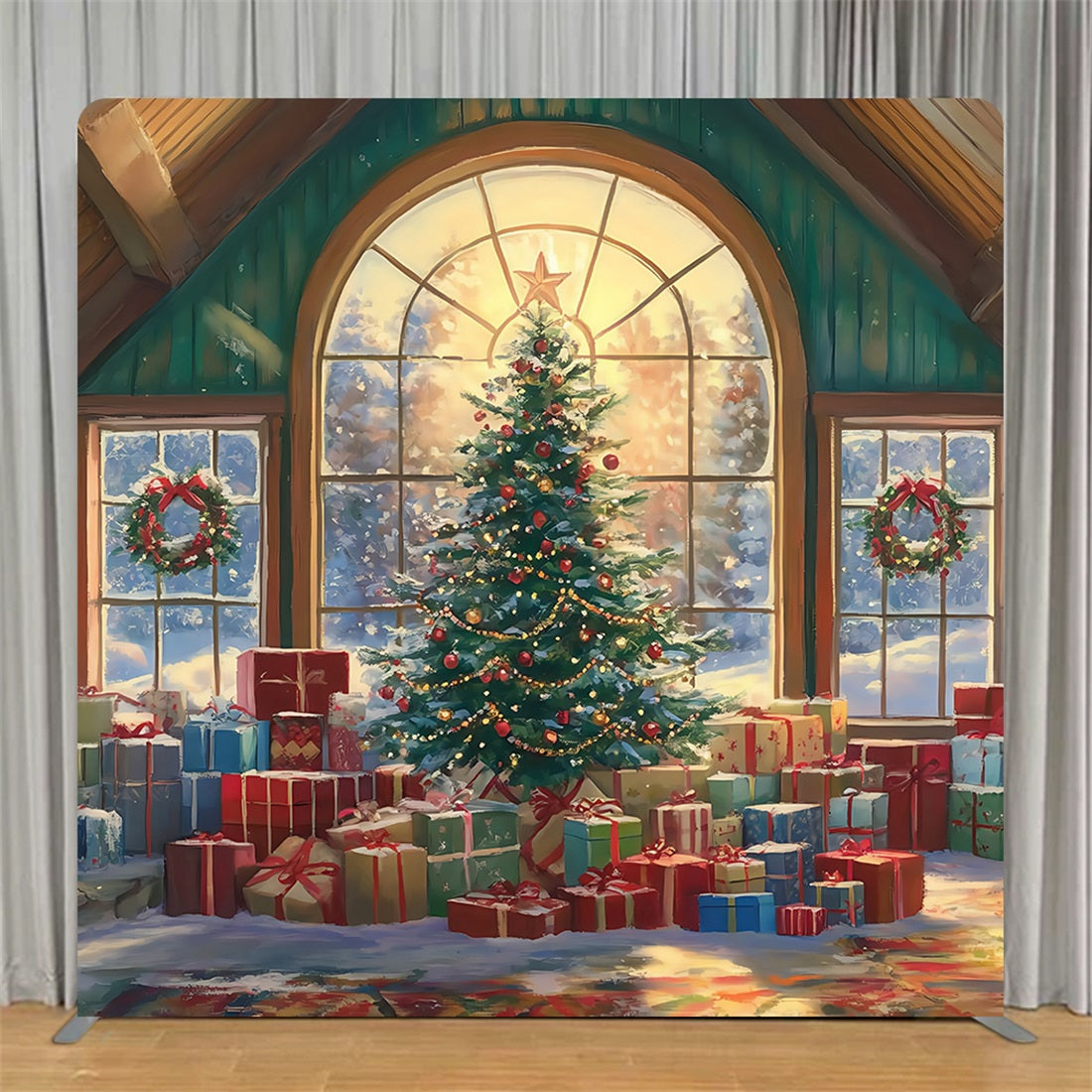Square Backdrop Tension Pillow Cover Stand Tree Gift Window Christmas Backdrops TS-BRP57-159
