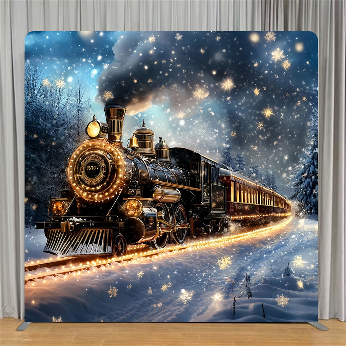 Square Backdrops Magical Express Train Christmas Backdrops TS-CSH57-217