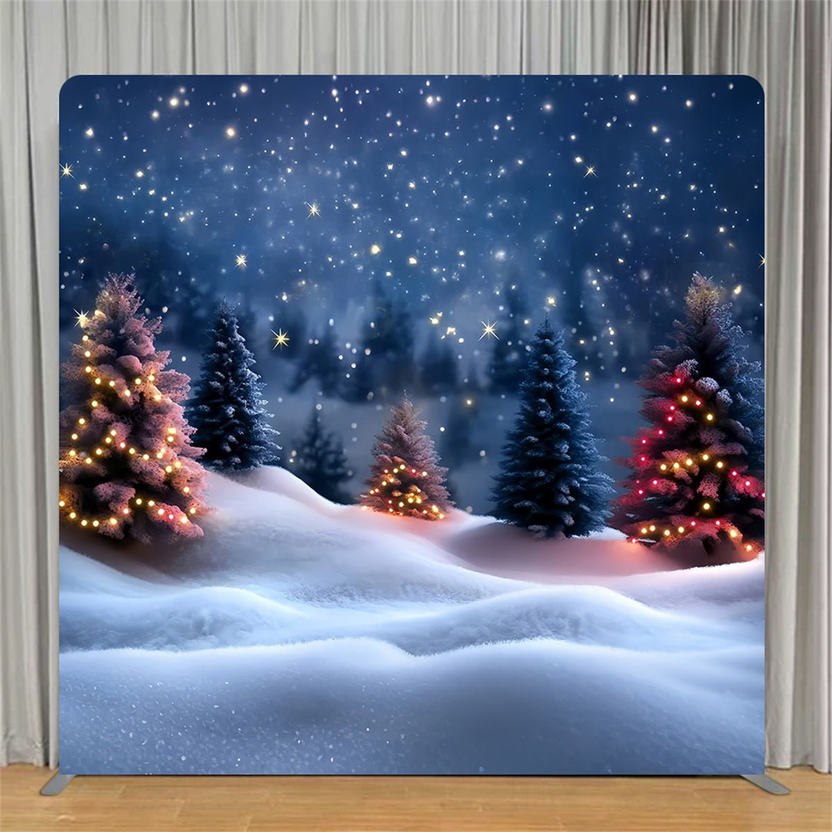 Tension Backdrop Twinkling Winter Forest Night Christmas Backdrop TS-GQ58-42