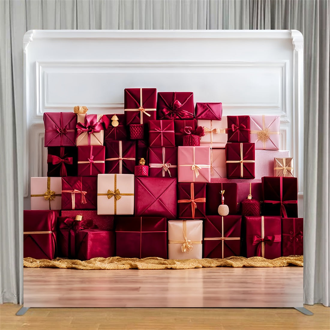 Square Backdrop Tension Pillow Cover Stand Burgundy Gift Wall Santa Backdrop TS-LXX58-93