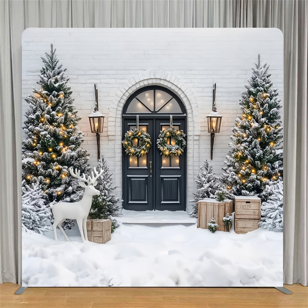 Square Shape Tension Fabric Display Arch Snowy Holiday Doorway Christmas Backdrop TS-LXX59-171