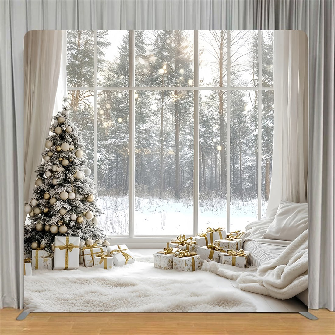 Tension Backdrop Cozy Winter Window Lounge Christmas Party Backdrop TS-TWW58-100
