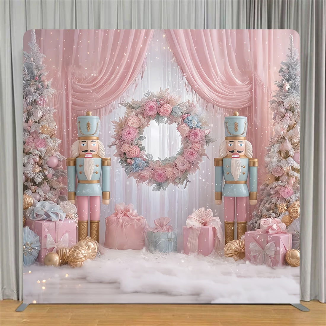 Tension Fabric Backdrop Elegant Pink Nutcracker Pink Christmas Backdrop TS-WW510-65