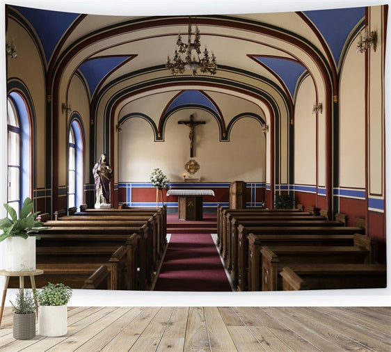 Easter Backdrops For Church Gothic Arch Church Interior Backdrop TWW3-10