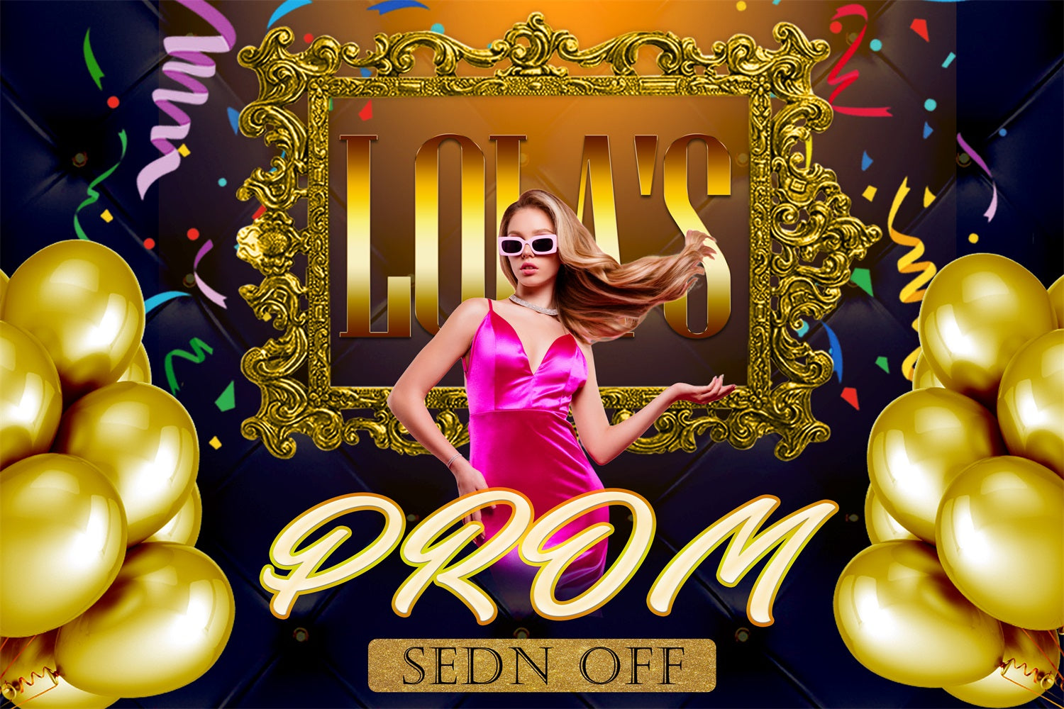 Prom Backdrop Golden Frame Balloon Customized Party Graduation Backdrop TWW3-103