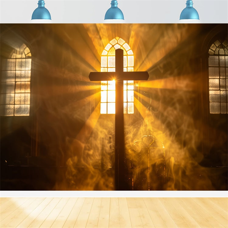 Easter Picture Backdrops Heavenly Glow Holy Cross Backdrop TWW3-12