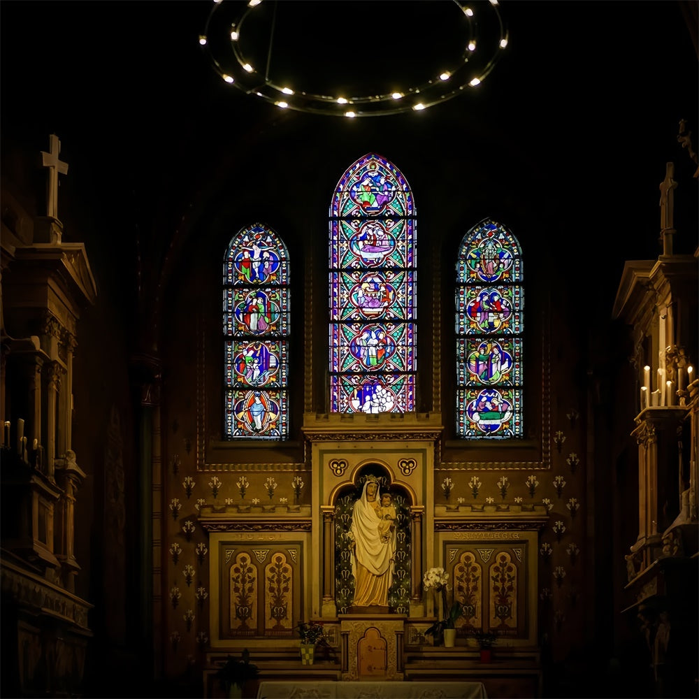 Easter Church Photo Backdrop Divine Light Sacred Chapel Backdrop TWW3-16