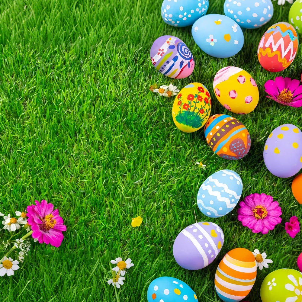 Easter Backdrops For Photos Hand-Painted Eggs Grass Backdrop TWW3-17