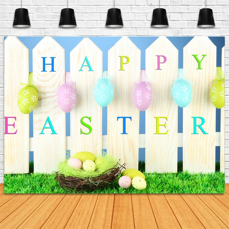 Easter Photo Backdrop Hanging Egg Festive Fence Backdrop TWW3-18