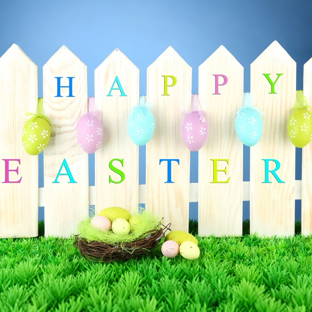 Easter Photo Backdrop Hanging Egg Festive Fence Backdrop TWW3-18