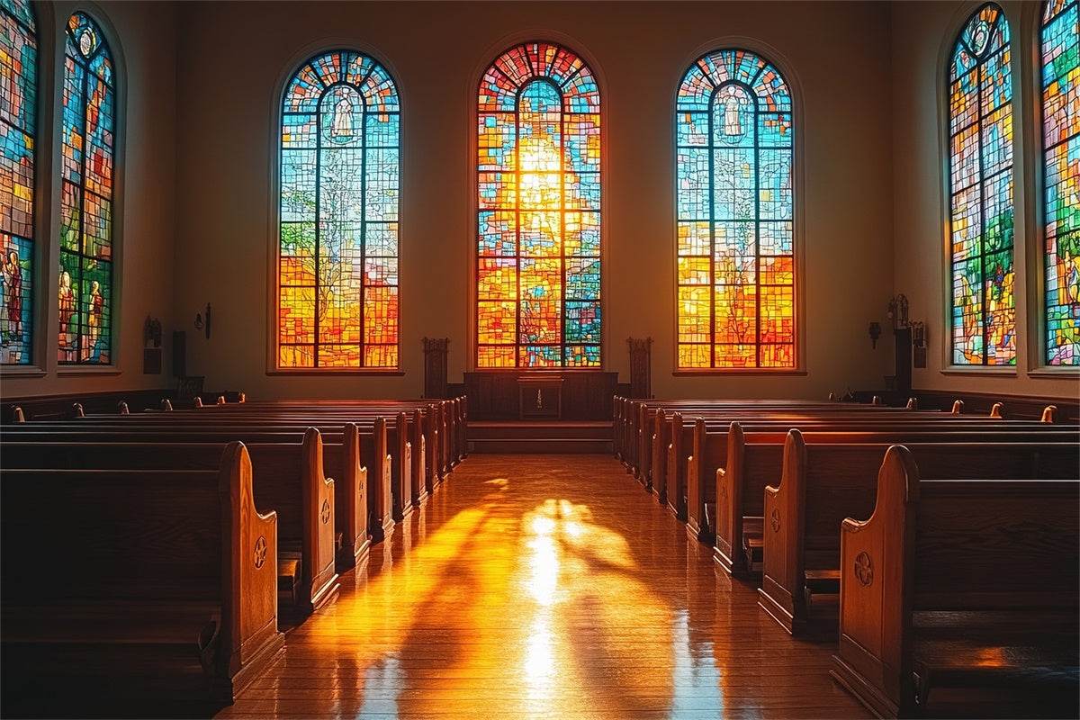 Easter Backdrops For Church Stained Glass Morning Church Backdrop TWW3-2