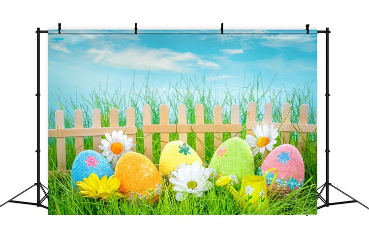 Easter Picture Backdrops Wooden Fence Pastel Egg Backdrop TWW3-21