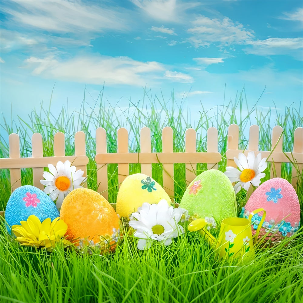 Easter Picture Backdrops Wooden Fence Pastel Egg Backdrop TWW3-21