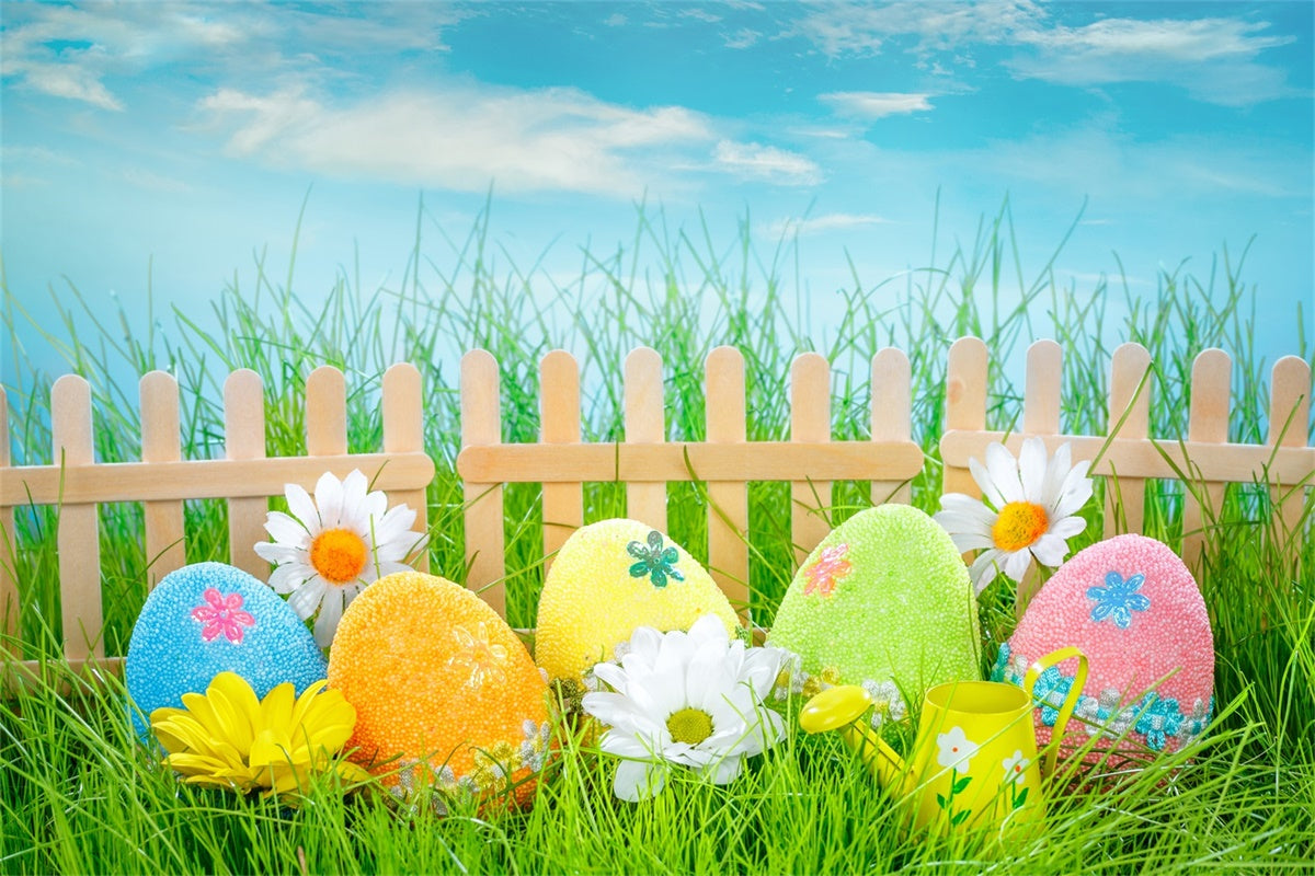 Easter Picture Backdrops Wooden Fence Pastel Egg Backdrop TWW3-21