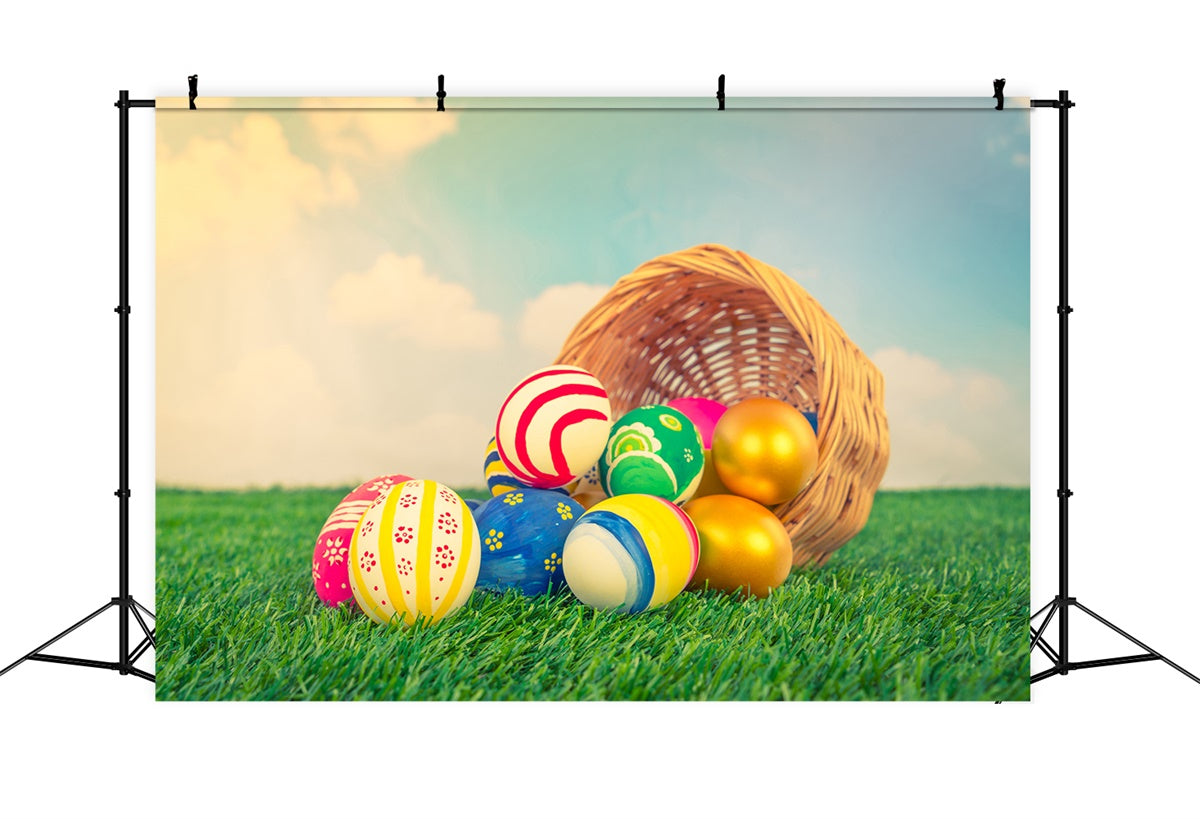 Easter Photo Backdrop Ideas Rustic Basket Egg Hunt Backdrop TWW3-22