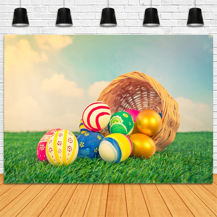 Easter Photo Backdrop Ideas Rustic Basket Egg Hunt Backdrop TWW3-22
