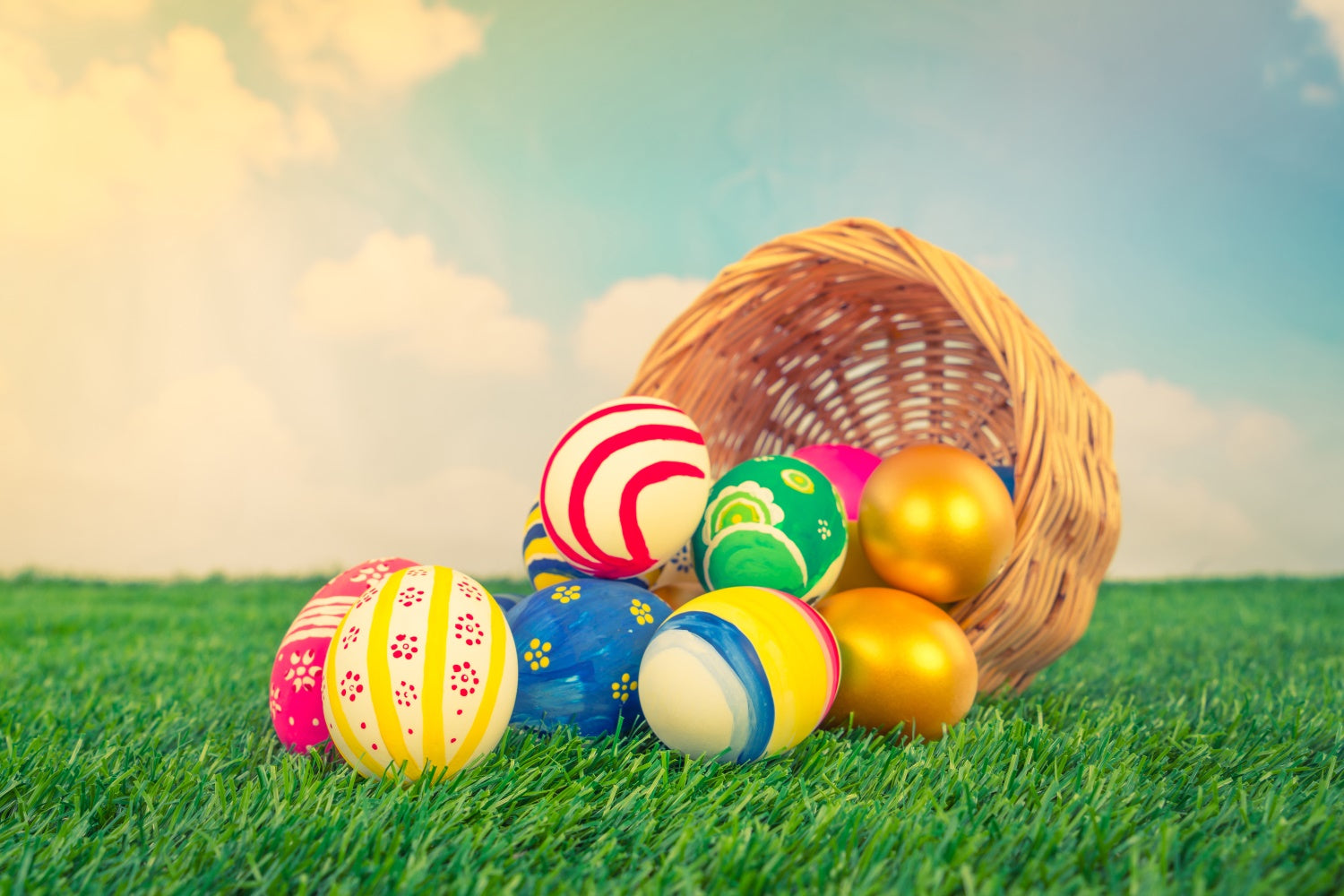 Easter Photo Backdrop Ideas Rustic Basket Egg Hunt Backdrop TWW3-22