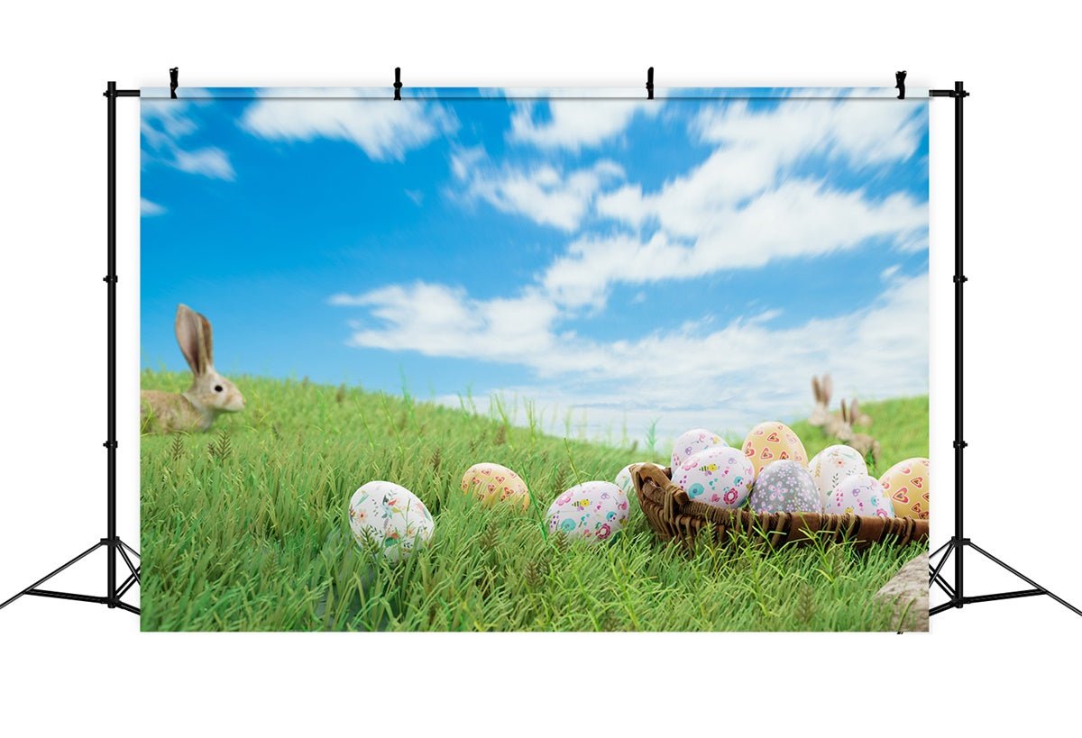 Easter Picture Ideas Cheerful Meadow Egg Field Backdrop TWW3-23