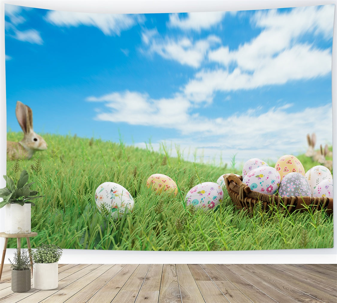 Easter Picture Ideas Cheerful Meadow Egg Field Backdrop TWW3-23