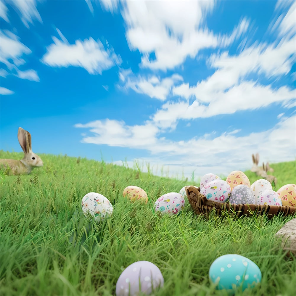 Easter Picture Ideas Cheerful Meadow Egg Field Backdrop TWW3-23