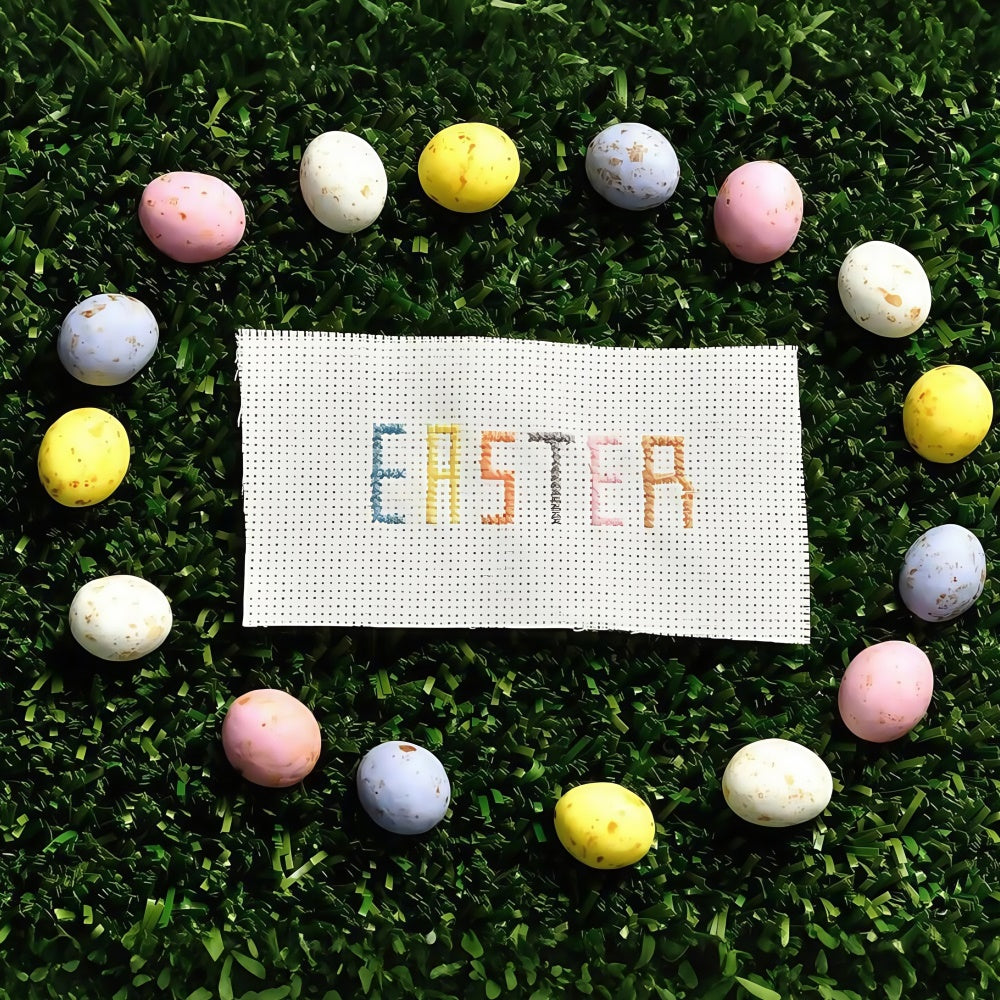 Easter Backdrop Photography Vintage Cross Stitch Egg Backdrop TWW3-24