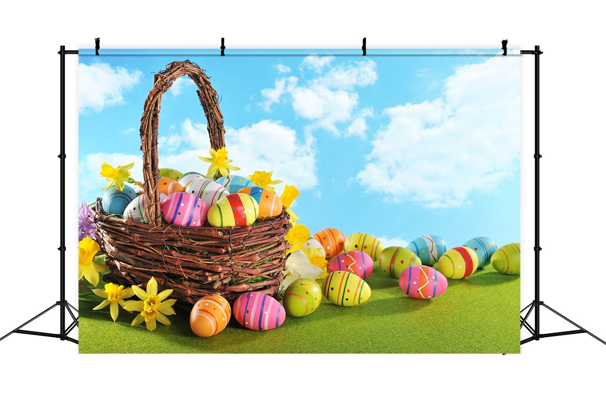 Easter Backdrops For Photos Spring Bloom Egg Basket Backdrop TWW3-26