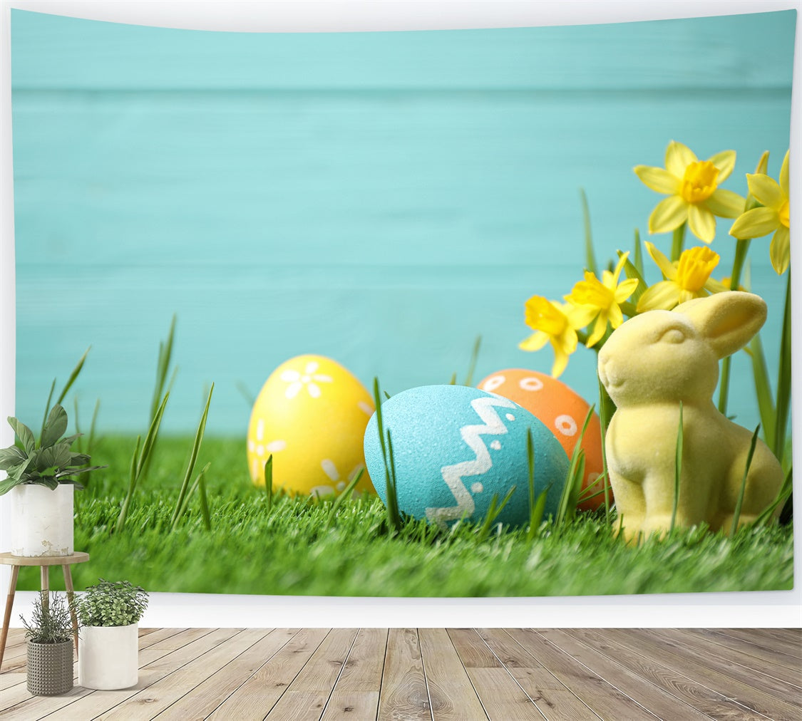 Easter Egg Backdrop Bunny Daffodil Field Backdrop TWW3-27