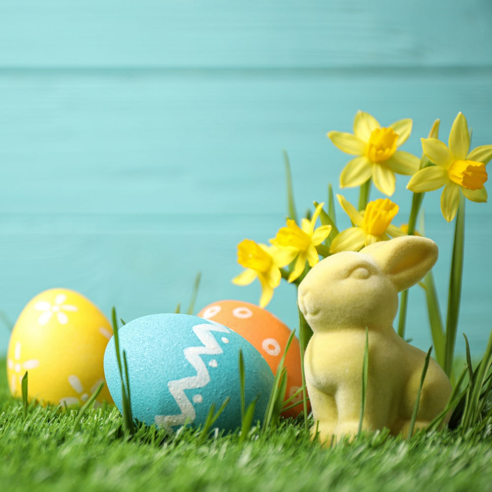 Easter Egg Backdrop Bunny Daffodil Field Backdrop TWW3-27
