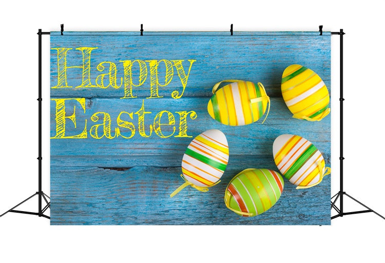 Easter Backdrop Rustic Blue Vibrant Striped Egg Backdrop TWW3-31