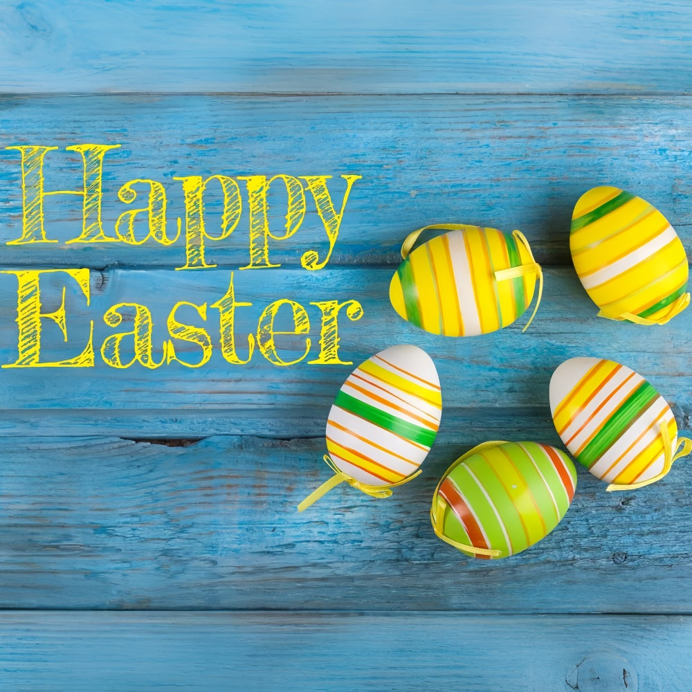 Easter Backdrop Rustic Blue Vibrant Striped Egg Backdrop TWW3-31