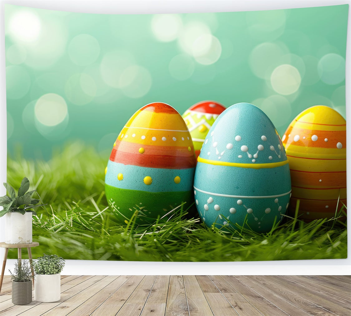 Easter Backdrops For Photos Festive Colorful Egg Backdrop TWW3-39