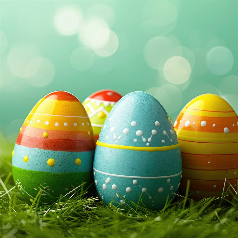 Easter Backdrops For Photos Festive Colorful Egg Backdrop TWW3-39