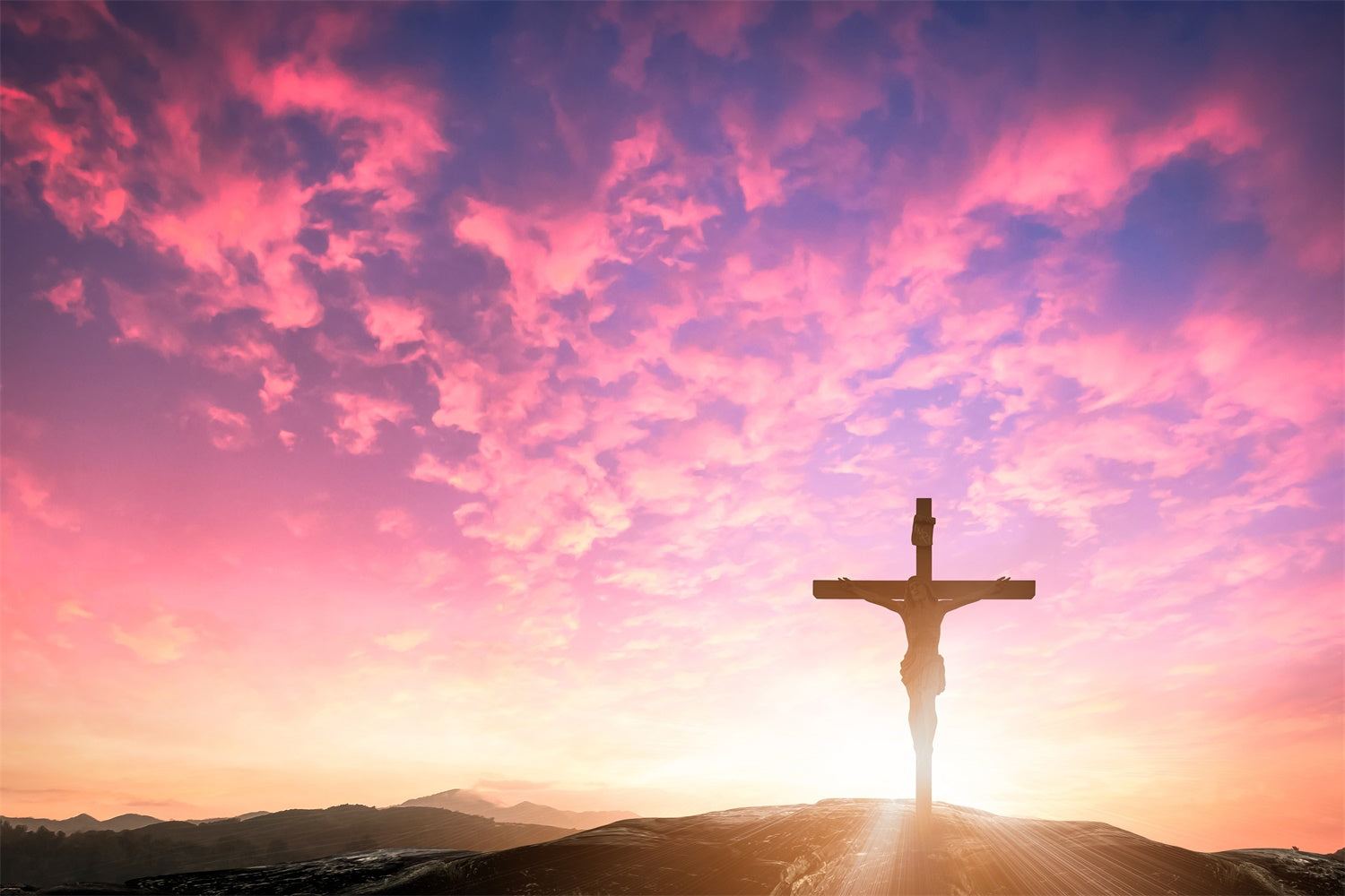 Easter Picture Ideas Sunrise Resurrection Cross Backdrop TWW3-4