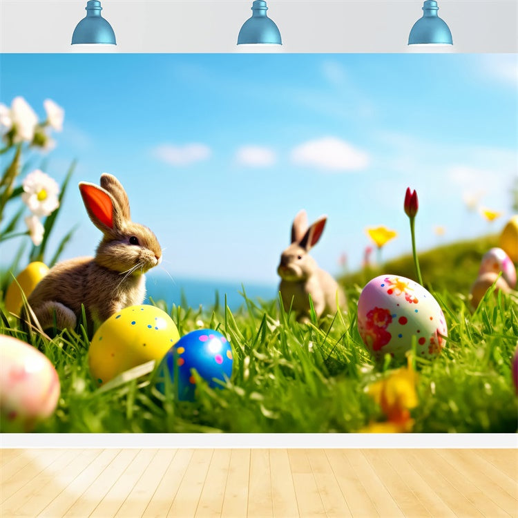 Photography Easter Backdrop Blooming Meadow Bunny Backdrop TWW3-41