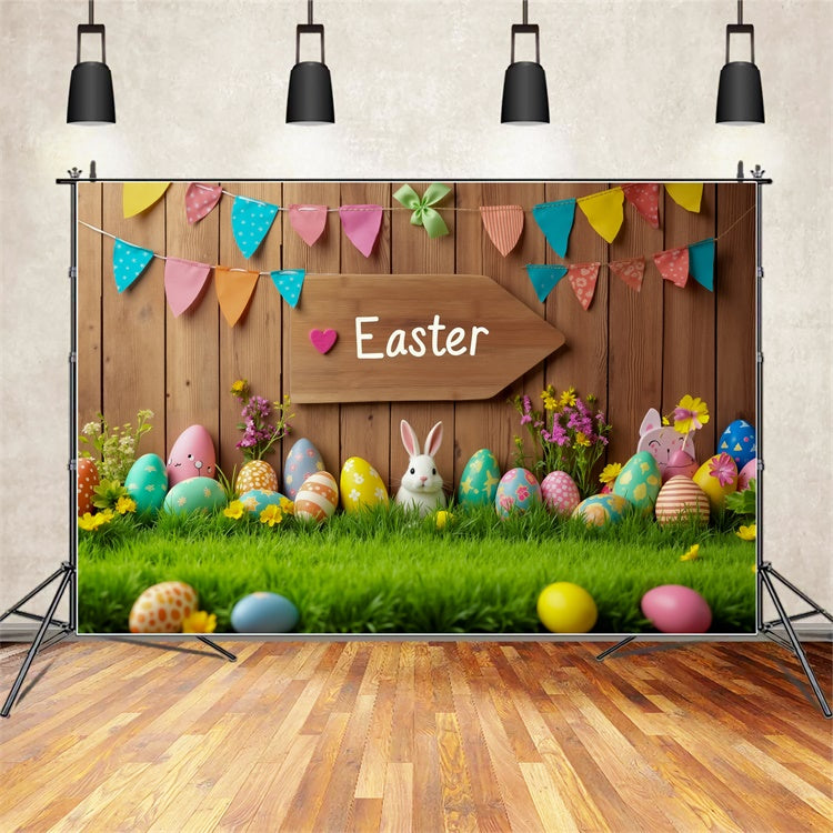 Easter Photo Backdrop Cute Bunny Egg Decoration Backdrop TWW3-48