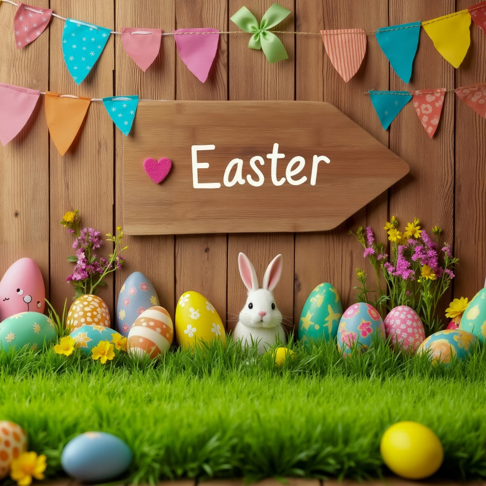 Easter Photo Backdrop Cute Bunny Egg Decoration Backdrop TWW3-48