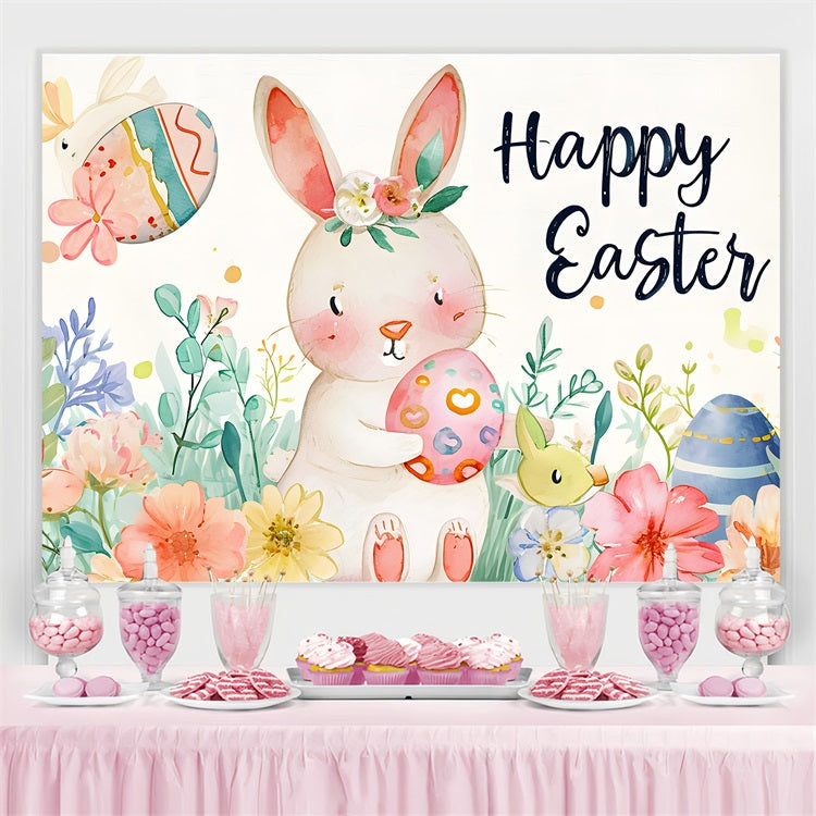 Easter Bunny Backdrops Watercolor Bunny Egg Custom Backdrop TWW3-54