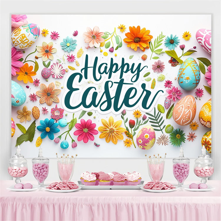 Easter Egg Backdrop Floral Egg Customized Backdrop TWW3-55
