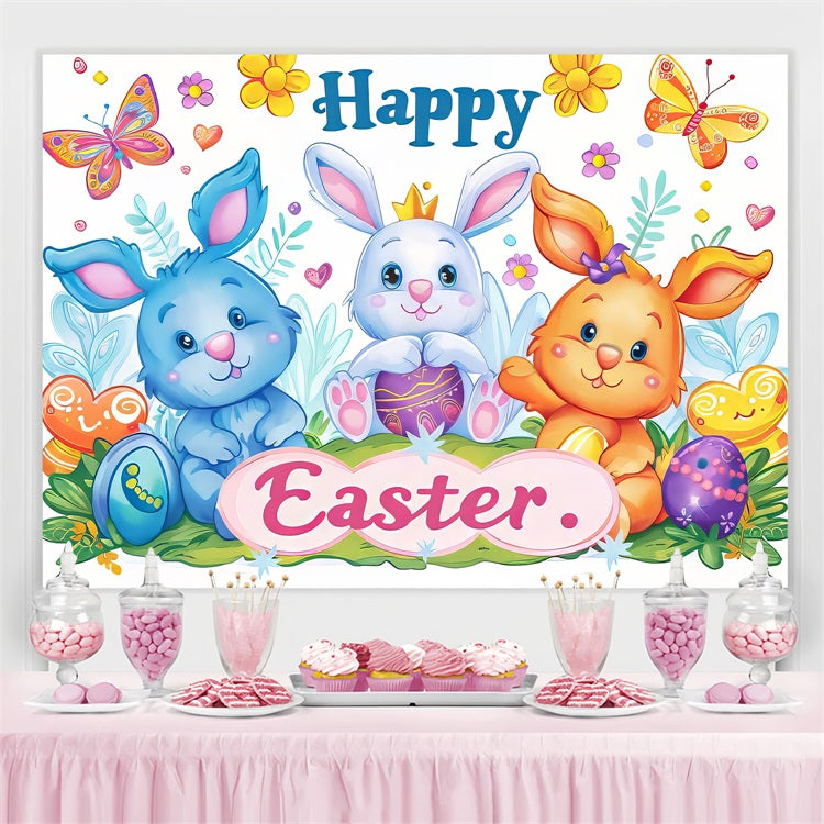 Easter Themed Backdrop Adorable Bunnies Eggs Personalised Backdrop TWW3-56