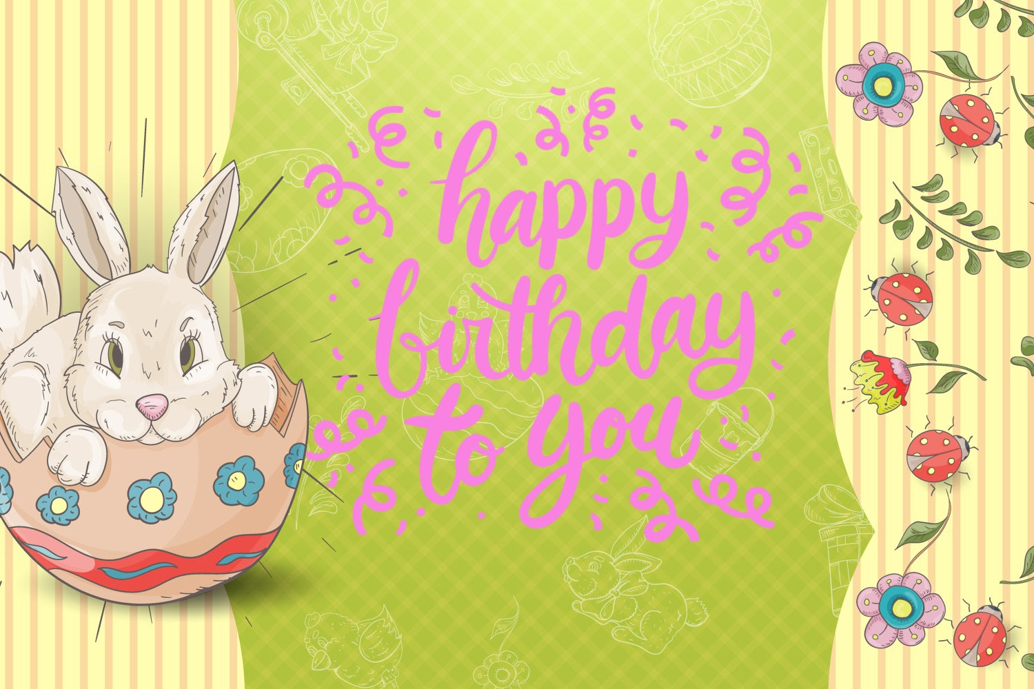 Backdrops For Easter Birthday Cheer Bunny Egg Customized Backdrop TWW3-59