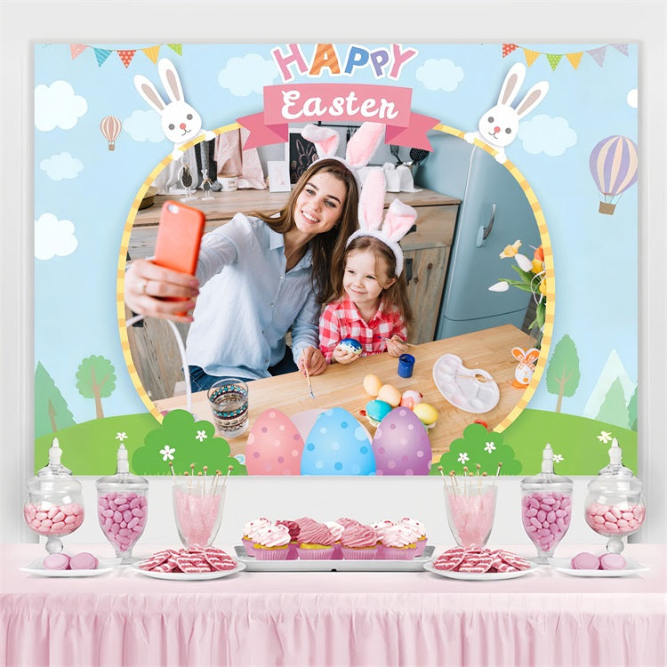 Happy Easter Backdrop Sky Bunny Meadow Personalised Backdrop TWW3-60