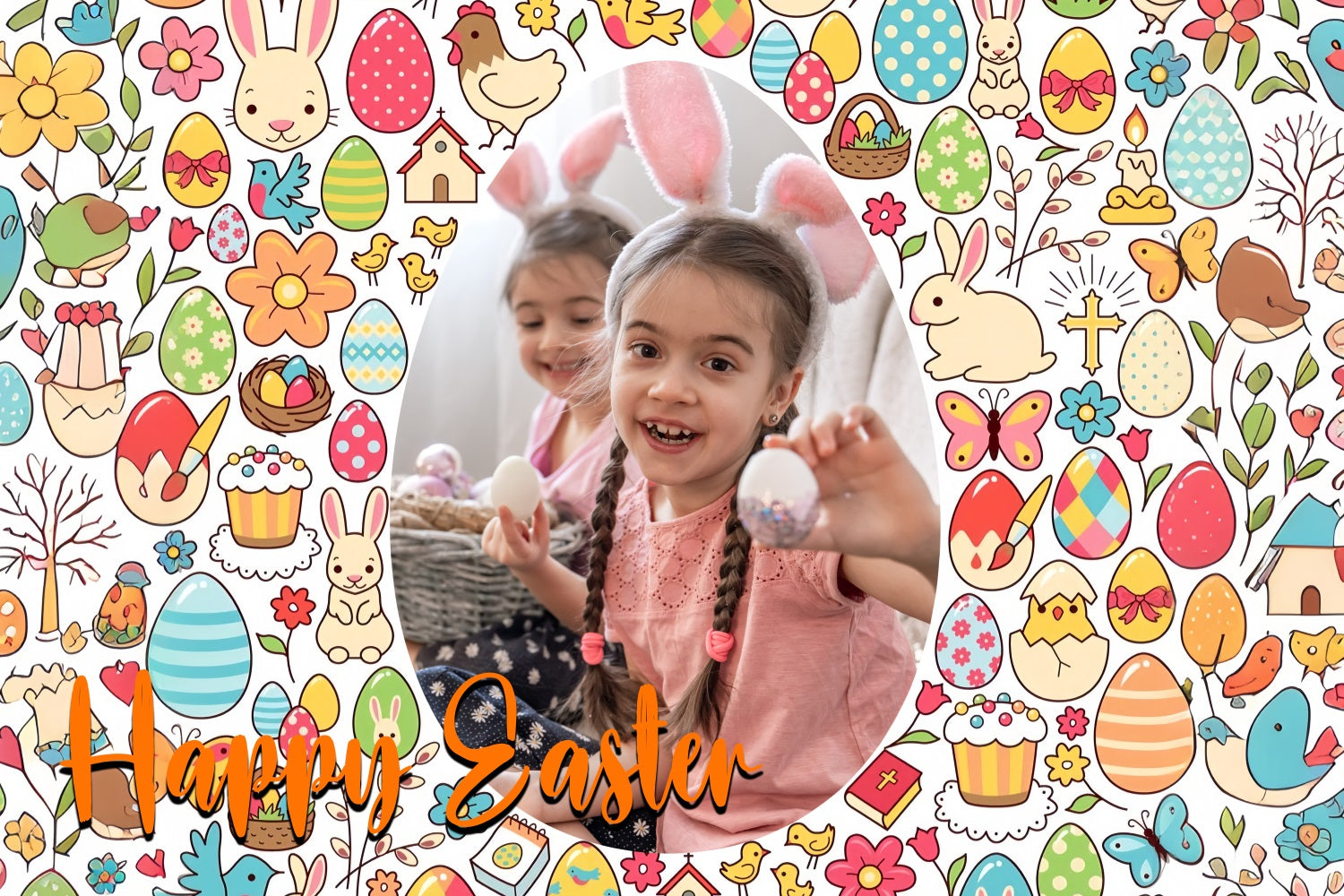 Easter Backdrop Egg Bunny Pattern Custom Backdrop TWW3-62