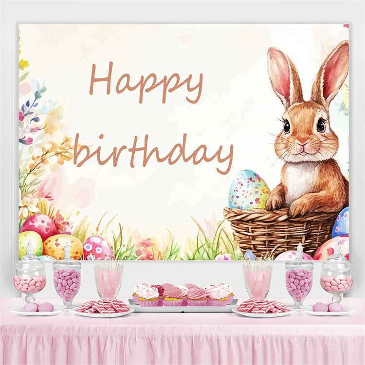 Easter Backdrops Bunny Birthday Watercolor Eggs Customized Backdrop TWW3-63