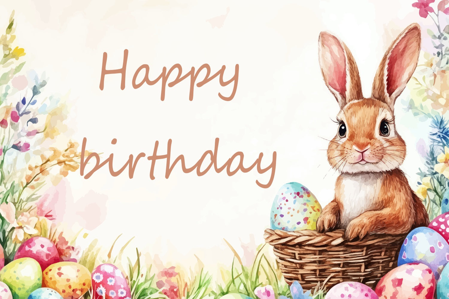 Easter Backdrops Bunny Birthday Watercolor Eggs Customized Backdrop TWW3-63