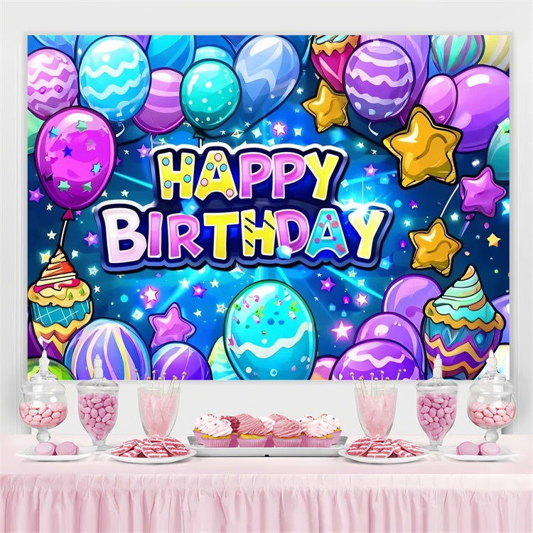 Personalized Birthday Backdrops Colorful Balloon Fantasy Backdrop TWW3-69