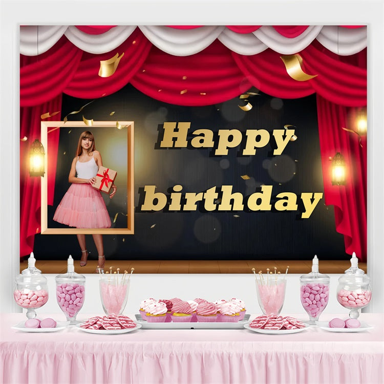 Custom Birthday Backdrop Golden Confetti Stage Birthday Backdrop TWW3-75